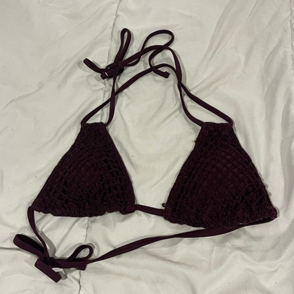 Xhilaration Plum Crochet Swim Top
